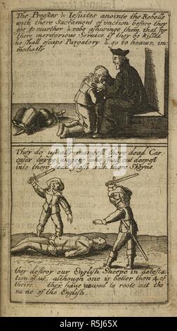 The cruel and bloodthirsty acts in Ireland during the english Civil War and the religious conflicts between Roman Catholics and Protestants. . The Teares of Ireland. England. Source: G.5557 63. Language: English. Author: Cranford, James. Stock Photo