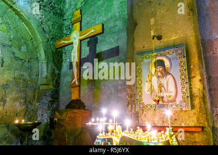 MTSKHETA, GEORGIA - OCT 25, 2018: Interior of Svetitskhoveli Cathedral in the historic town of Mtskheta, Georgia Stock Photo