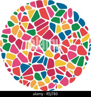 vector abstract colorful mosaic round pattern. pebble stone mosaic circle background Stock Vector