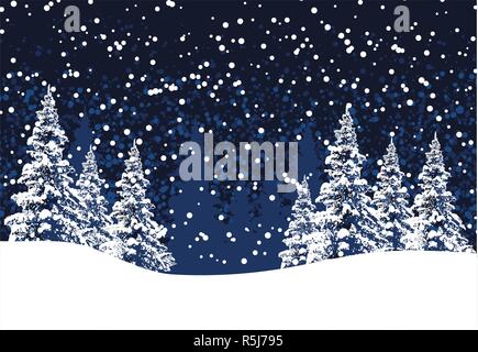 vector winter background with pine trees and snow for merry christmas and happy new year cards. abstract pine tree illustration Stock Vector