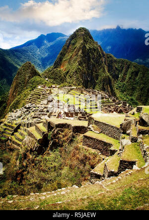 Ruins of ancient Incan city of Machu Picchu. UNESCO world heritage in ...