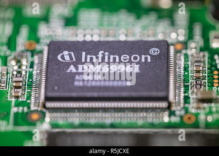 Infineon CPU on circuit board Stock Photo
