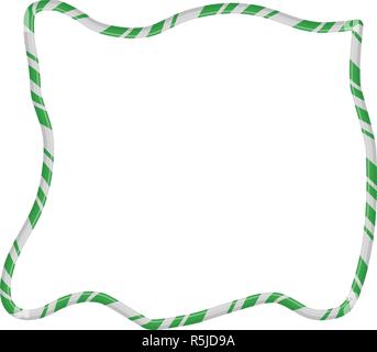 Candy Cane Frame Border Random Shape. Vector christmas design isolated on white background Stock Vector