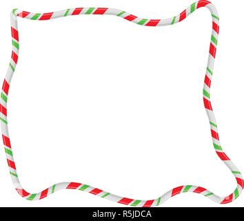 Candy Cane Frame Border Random Shape. Vector christmas design isolated on white background Stock Vector