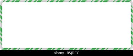 Candy Cane Frame Border Rectangle Shape. Vector christmas design isolated on white background Stock Vector