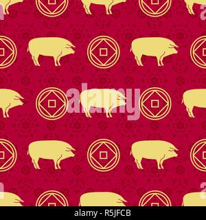 New Year red seamless background. Vector illustration Stock Vector