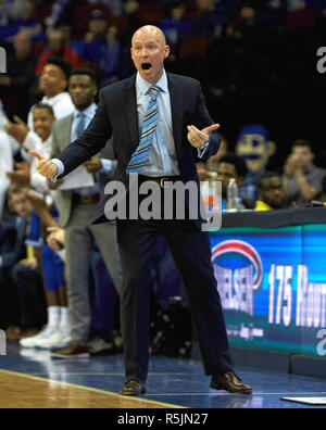 Newark, New Jersey, USA. 1st Dec, 2018. Seton Hall's head coach Kevin Willard during NCAA Men's action between the Seton Hall Pirates and the Louisville Cardinals at the Prudential Center in Newark, New Jersey. Louisville defeated Seton Hall 70-65. Duncan Williams/CSM/Alamy Live News Stock Photo
