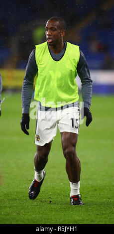 Cardiff City Stadium, Cardiff, UK. 30th Nov, 2018. EPL Premier League football, Cardiff City versus Wolverhampton Wanderers; Willy Boly of Wolverhampton Wanderers during warm up Credit: Action Plus Sports/Alamy Live News