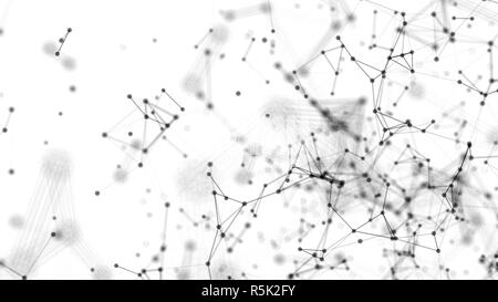 Abstract connected dots on white background. Technology concept. Digital illustration Stock Photo