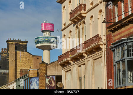 Liverpool city centre  Bold Street and Radio City Tower Stock Photo