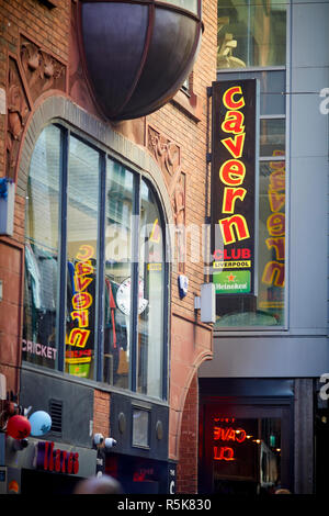 Liverpool city centre Mathews Street  Cavern Club exterior sign Stock Photo