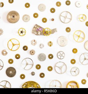 pattern from various old watch spare parts Stock Photo