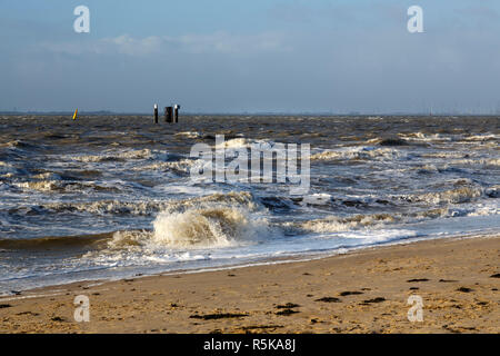 storm surge at rysumer nacken in east frisia Stock Photo