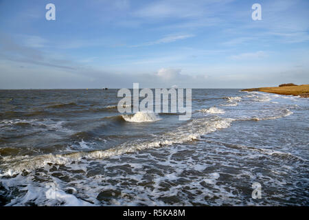 storm surge at rysumer nacken in east frisia Stock Photo