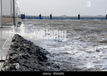 storm surge at rysumer nacken in east frisia Stock Photo