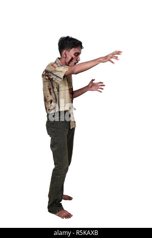 Portrait of asian zombie man with hand to reach you Stock Photo