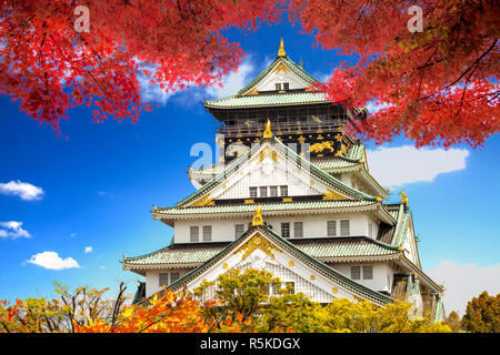 beautiful Osaka Castle in Osaka with nice background, Japan Stock Photo