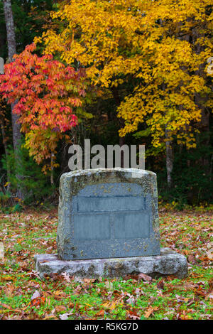 Close-up vertical shot of an Old Blank Gravestone With Copy Space in Autumn. Stock Photo
