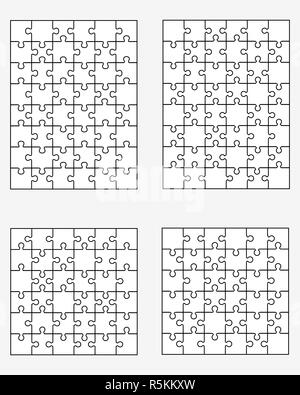 four different white puzzles Stock Photo