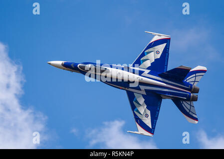 Canadian Air Force McDonnell Douglas CF-18 F-18 Hornet fighter jet in special colour at the Royal International Air Tattoo, RIAT 2018 RAF Fairford, UK Stock Photo