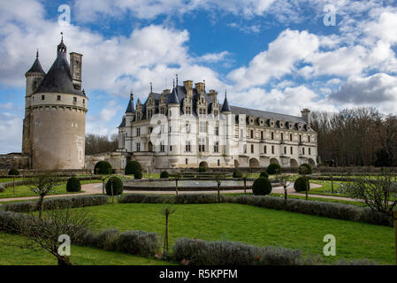The Château de Chenonceau on the river Cher in the Loire Valley of France Stock Photo