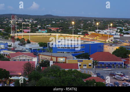 Kralendjik, Bonaire at dusk from a ship in port Stock Photo