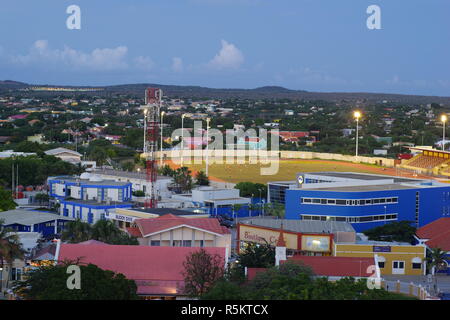 Kralendjik, Bonaire at dusk from a ship in port Stock Photo