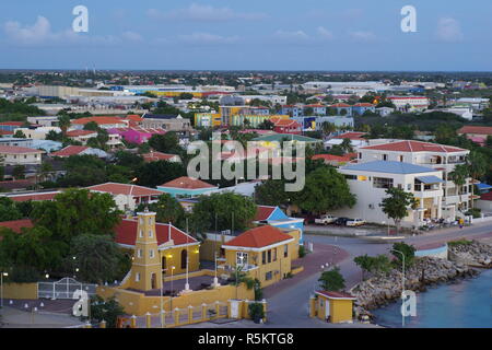 Kralendjik, Bonaire at dusk from a ship in port Stock Photo