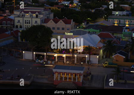 Kralendjik, Bonaire at dusk from a ship in port Stock Photo