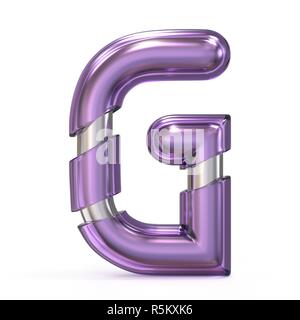 Purple gem with metal core font LETTER G 3D Stock Photo