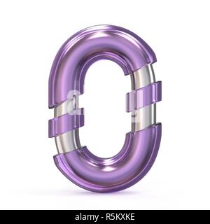 Purple gem with metal core font LETTER O 3D Stock Photo