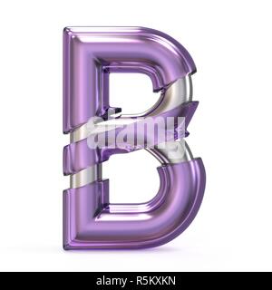 Purple gem with metal core font LETTER B 3D Stock Photo