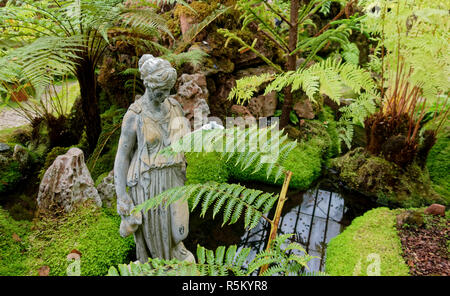 The Sunken Victorian Fernery at Ascog Hall Garden near Rothesay in the Isle of Bute, Argyll, Scotland.