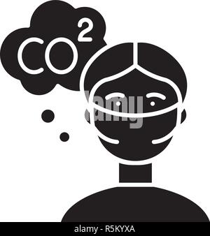 Air pollution black icon, vector sign on isolated background. Air pollution concept symbol, illustration  Stock Vector