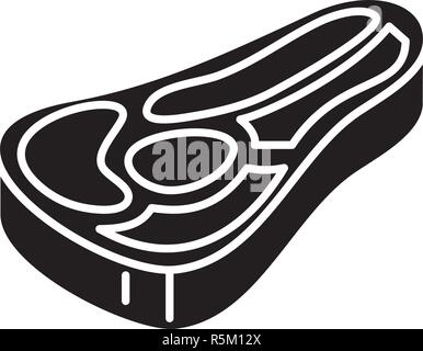 Steak black icon, vector sign on isolated background. Steak concept symbol, illustration  Stock Vector