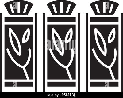Interior partitions black icon, vector sign on isolated background. Interior partitions concept symbol, illustration  Stock Vector