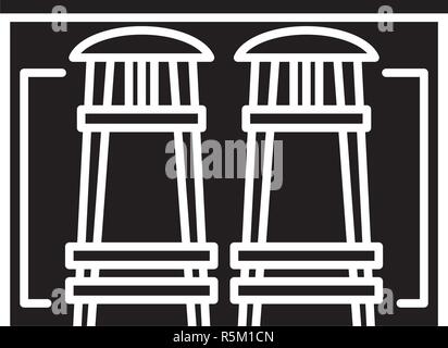 Bar counter black icon, vector sign on isolated background. Bar counter concept symbol, illustration  Stock Vector