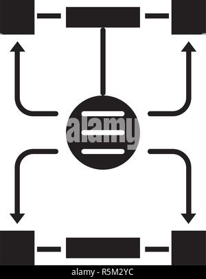 Algorithm of decisions black icon, vector sign on isolated background. Algorithm of decisions concept symbol, illustration  Stock Vector