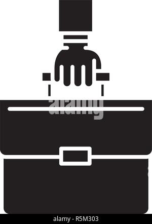 Business projects black icon, vector sign on isolated background. Business projects concept symbol, illustration  Stock Vector
