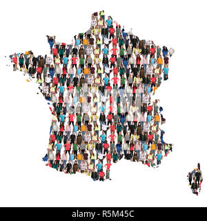 France map multicultural group of people integration immigration ...