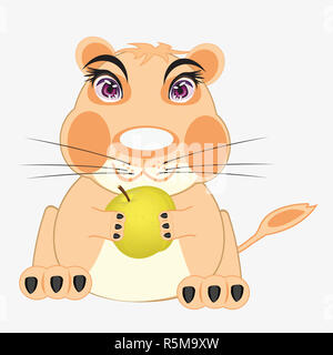 Hamster with apple Stock Photo