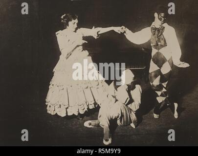 Tamara Karsavina, Vaslav Nijinsky and Adolph Bolm in the ballet Carnaval by R. Schumann. Museum: PRIVATE COLLECTION. Author: ANONYMOUS. Stock Photo