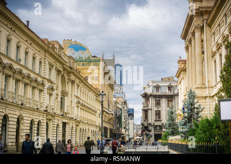 September 22, 2017 Bucharest/Romania - People walking on Lipscani Street in the old town Stock Photo