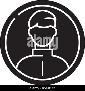 Business profile black icon, vector sign on isolated background. Business profile concept symbol, illustration  Stock Vector