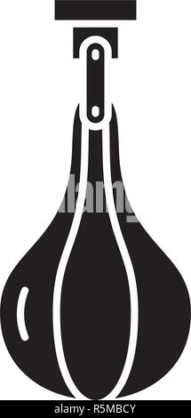 Punching bag black icon, vector sign on isolated background. Punching bag concept symbol, illustration  Stock Vector