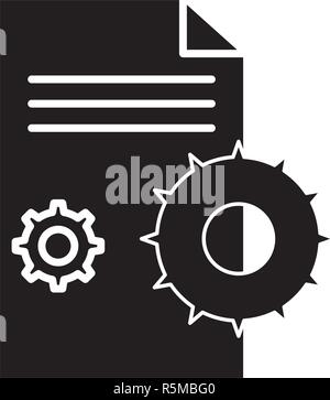 Project agreement black icon, vector sign on isolated background. Project agreement concept symbol, illustration  Stock Vector