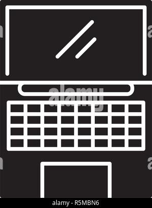 Netbook black icon, vector sign on isolated background. Netbook concept symbol, illustration  Stock Vector