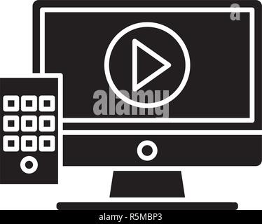 Television black icon, vector sign on isolated background. Television concept symbol, illustration  Stock Vector