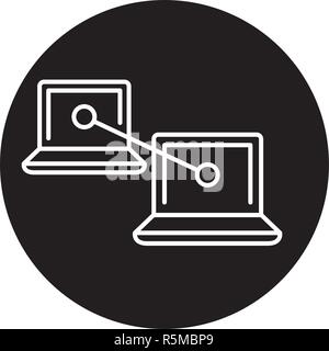 P2p communication black icon, vector sign on isolated background. P2p communication concept symbol, illustration  Stock Vector