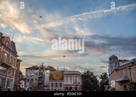 PLOVDIV, BULGARIA - AUGUST 19, 2016 - First drone festival in Plovdiv, Bulgaria. The event includes music and dance performances, drone flying demonst Stock Photo